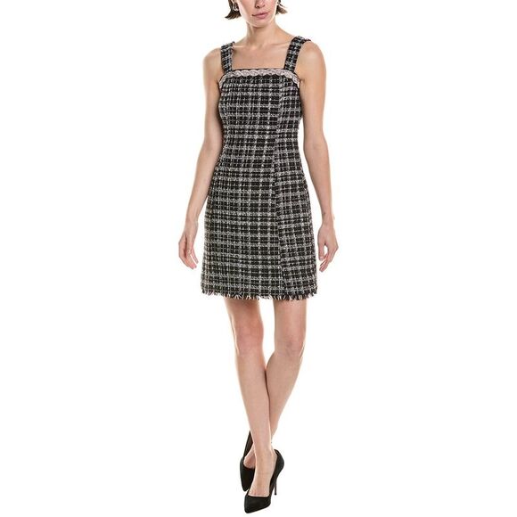 Tahari Asl Womens  Embellished Neckline Tweed Mini Dress, Black - Picture 1 of 3